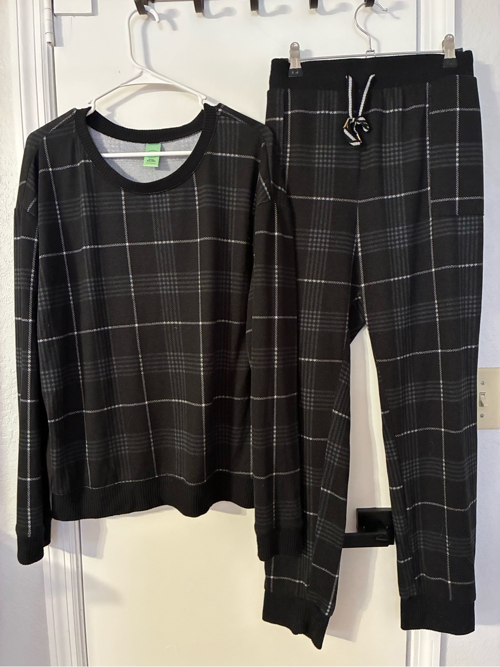 Honey Dew Black Plaid Pajama/Lounge Set